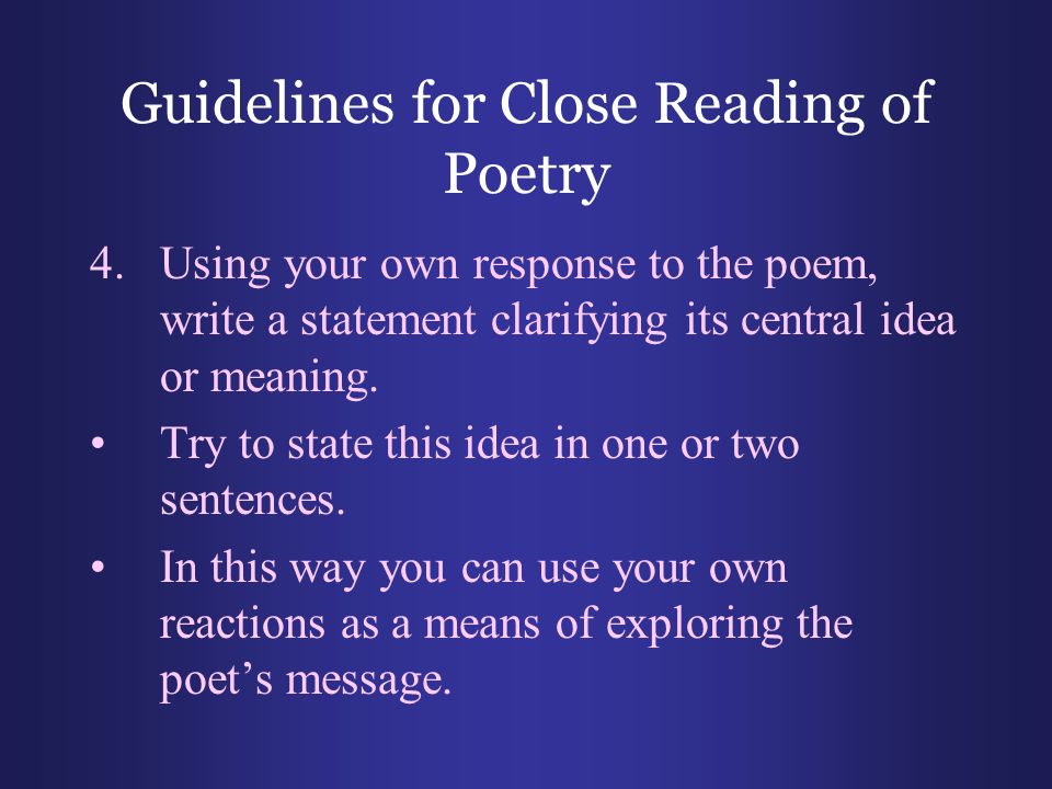 Close reading of a poem